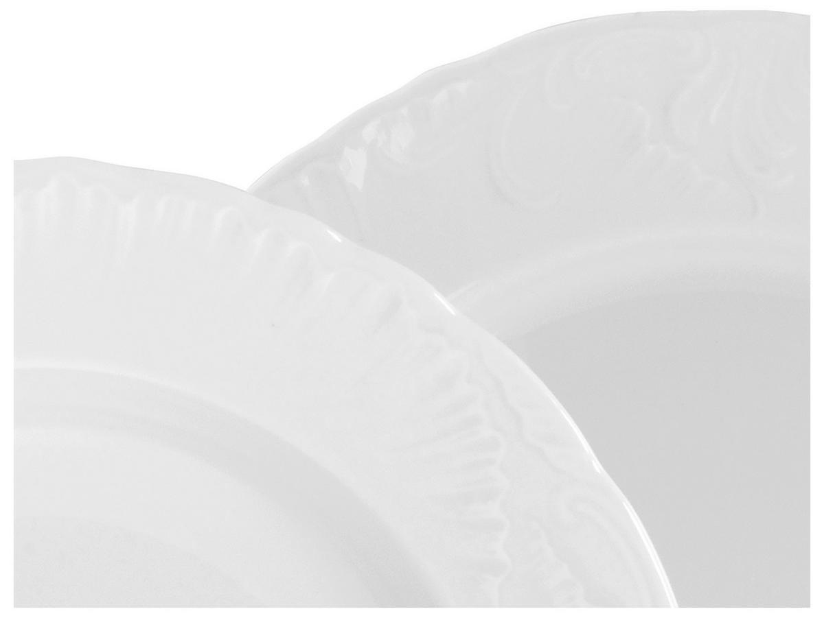 Tafelservice Rokoko Weiss Prozellan, 6 Pers., 12-teilig - Weiß, Basics, Keramik - Creatable