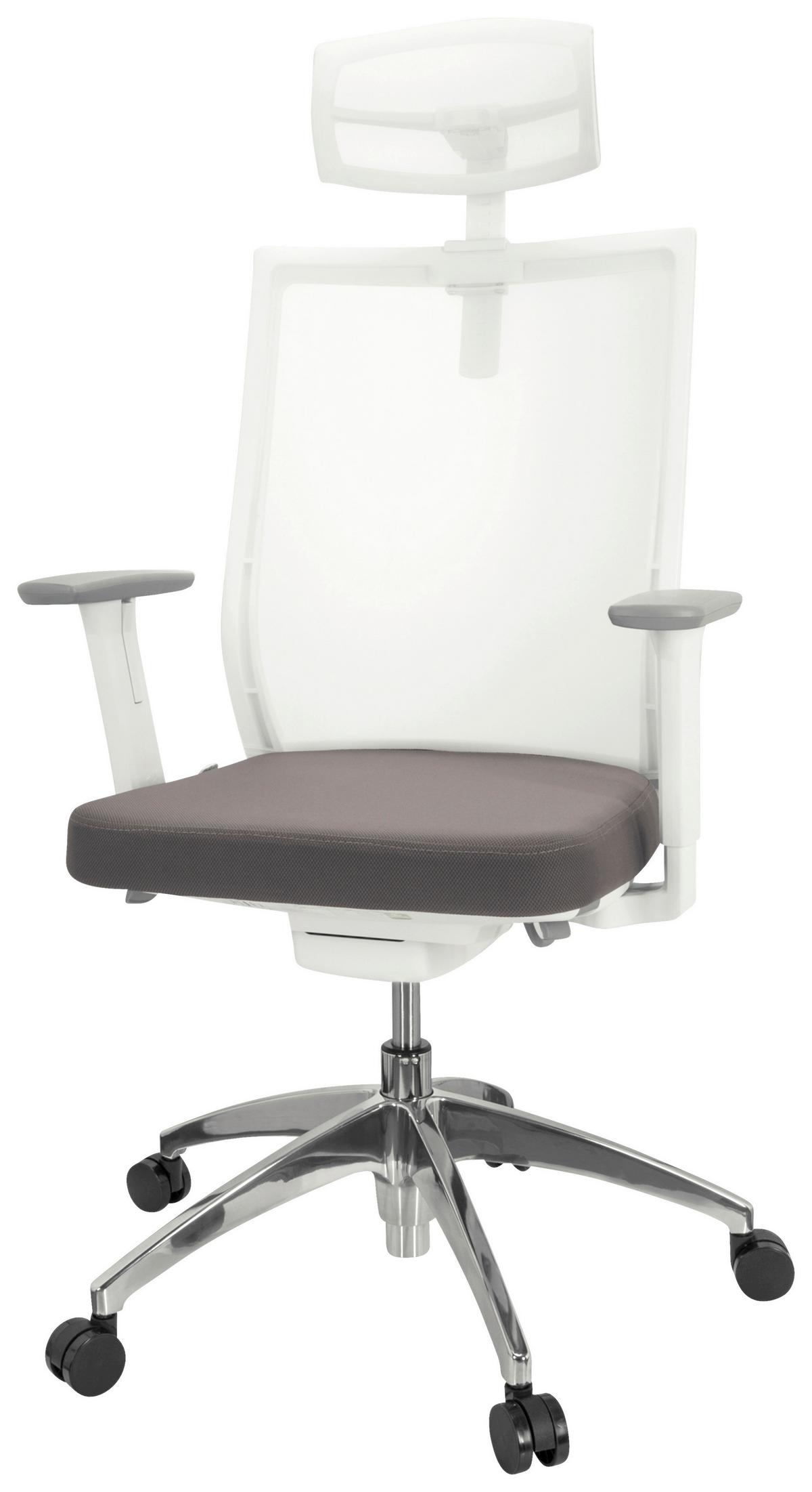 Drehstuhl Aspen White Pro - Silberfarben/Weiß, Basics, Kunststoff/Textil (63/112-122/55cm) - MID.YOU