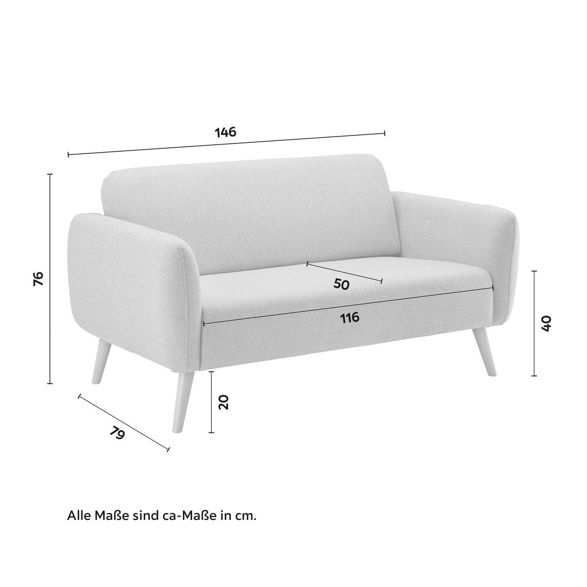 Pohovka PIA šedá - tmavě šedá/přírodní barvy, Moderní, dřevo/textil (146/76/75cm) - Bessagi Home