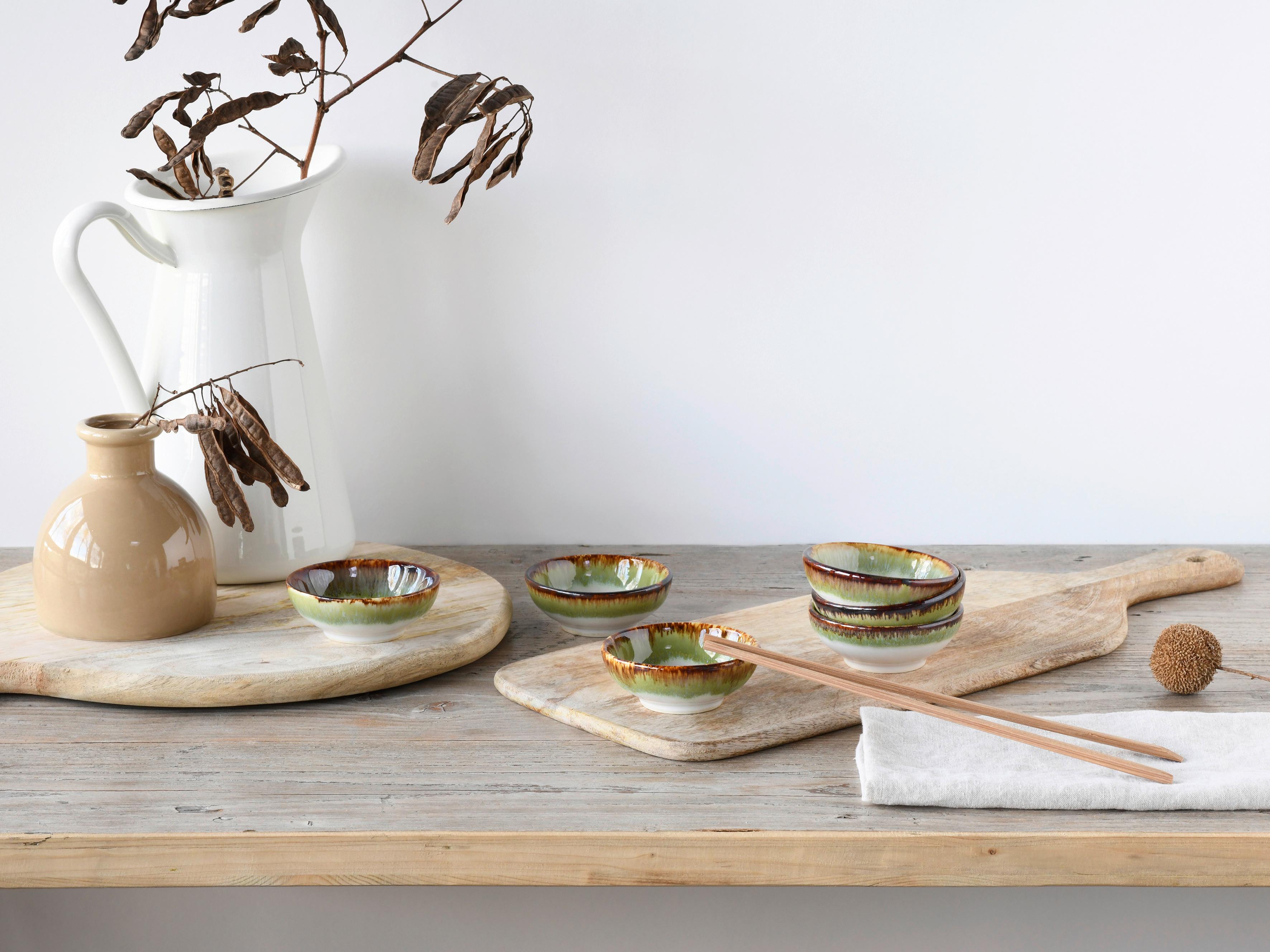 Dipschalenset 6 -teilig. Cascade Steinzeug: Weiß/grün - Weiß/Grün, Design, Keramik - Creatable