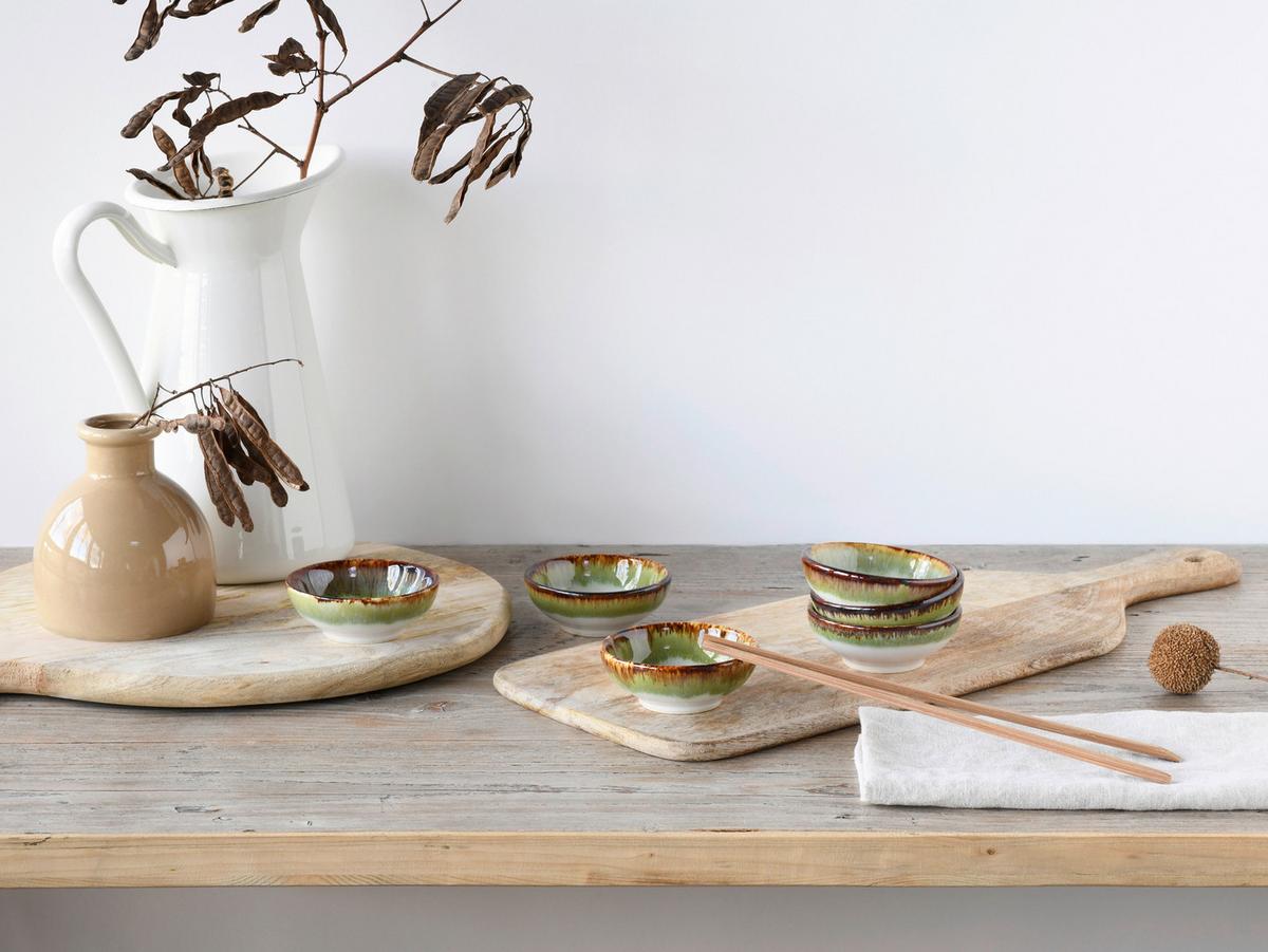 Dipschalenset 6 -teilig. Cascade Steinzeug: Weiß/grün - Weiß/Grün, Design, Keramik - Creatable