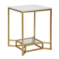Couchtisch Marble Goldfarben, Weiß B: 60 cm - Goldfarben/Weiß, Basics, Glas/Stein (60/47/47cm)