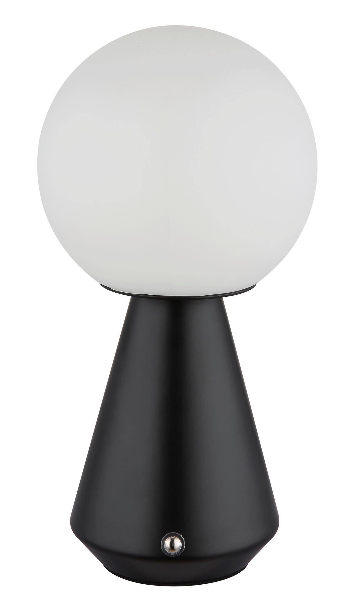 Akku-Tischleuchte Sora Weiß Schwarz D: 12 cm - Schwarz/Weiß, Design, Kunststoff/Metall (12/23,5cm) - Globo