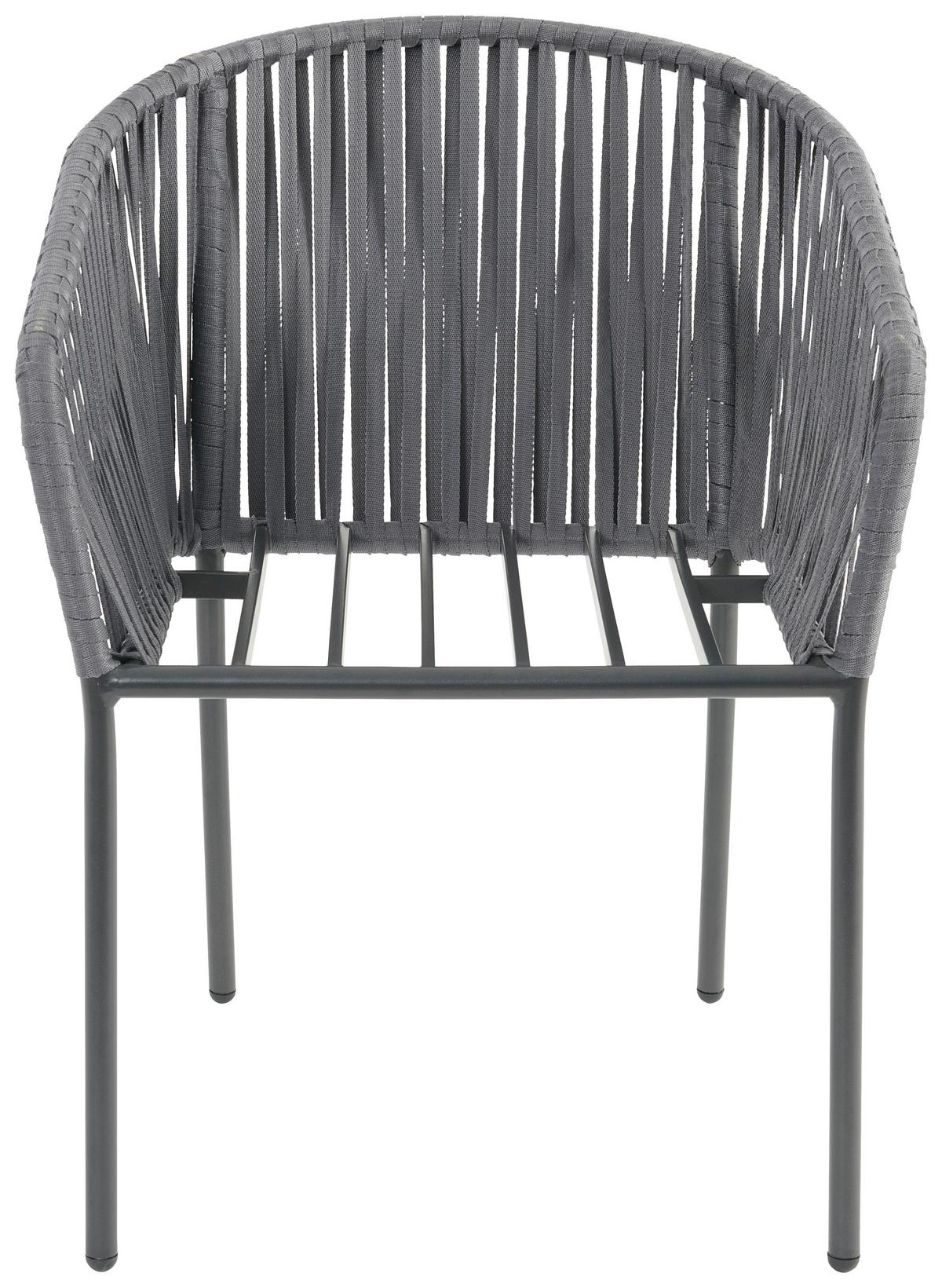 Gartensessel Zoe Metal / Kunststoff / Textil - Schwarz/Grau, MODERN, Kunststoff/Textil (59/77,5/61cm) - Beldano