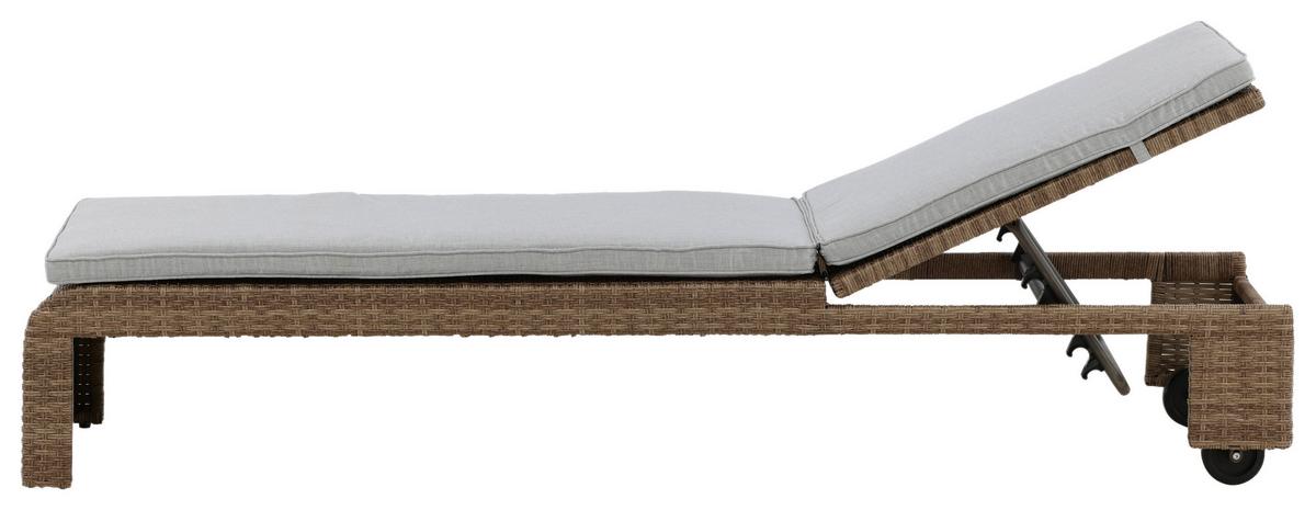 Sonnenliege London - Sandfarben/Hellbraun, KONVENTIONELL, Kunststoff/Textil (60/32/196cm) - Gardenson