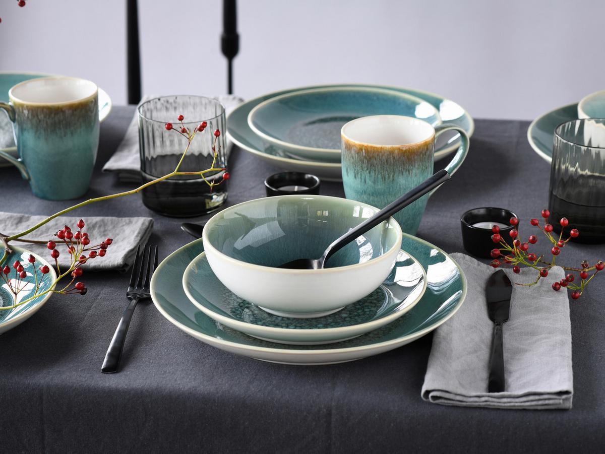 Kombiservice Caldera Grün, Weiß 16--Teilig - Weiß/Grün, Basics, Keramik - Creatable
