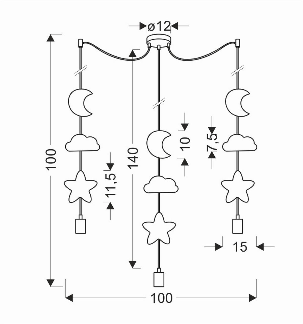 Kinderhängeleuchte 33-28471 Trio Sss - Multicolor, KONVENTIONELL, Metall (15/100/100cm)