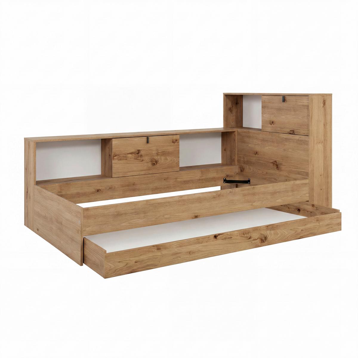 Stauraumbett VIVO 90x200 cm - Eiche Artisan, Basics, Holzwerkstoff (90/200cm)