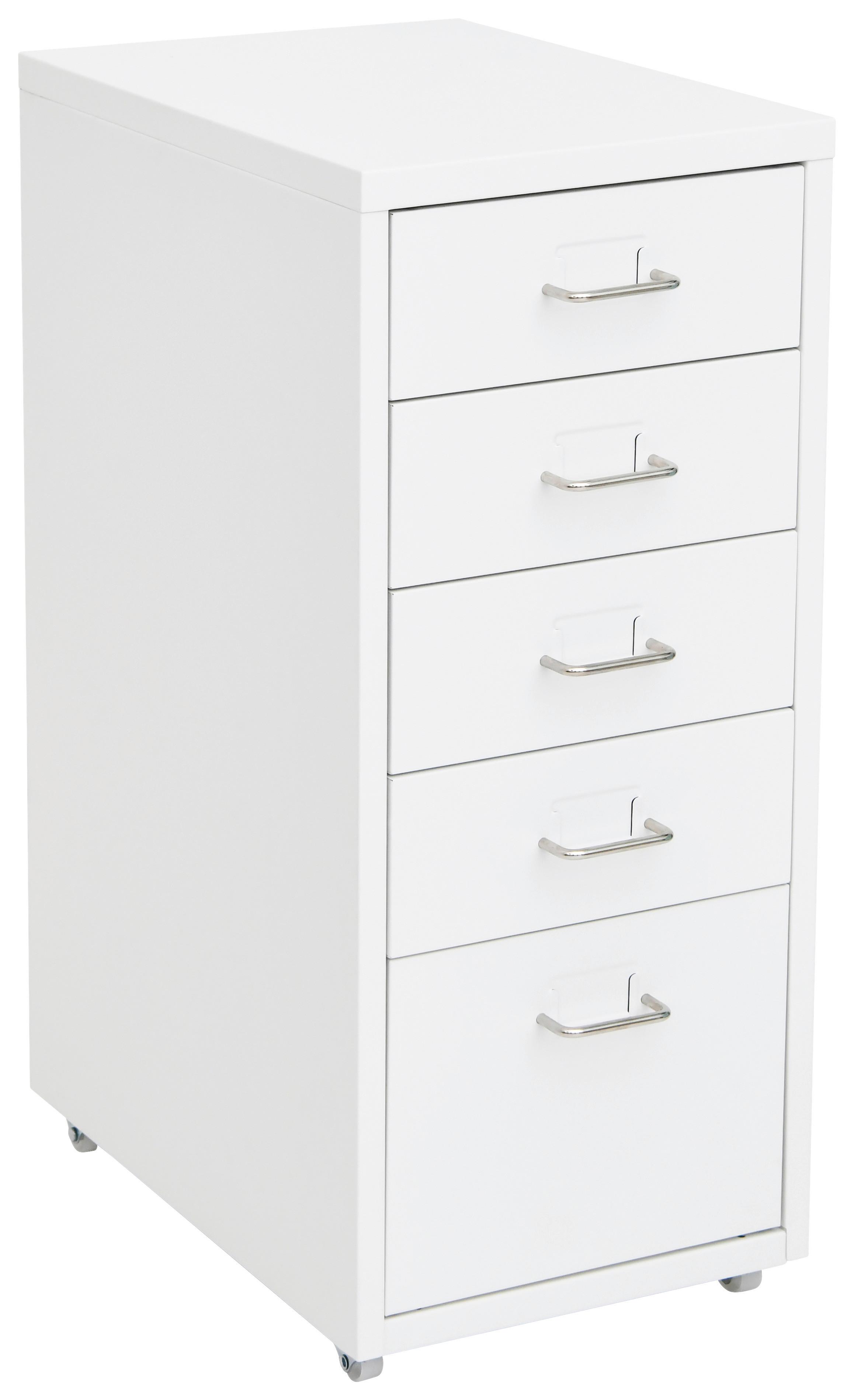Pojízdní kontejner bílý - bílá, Moderní, kov/plast (28/69/41cm) - Mömax