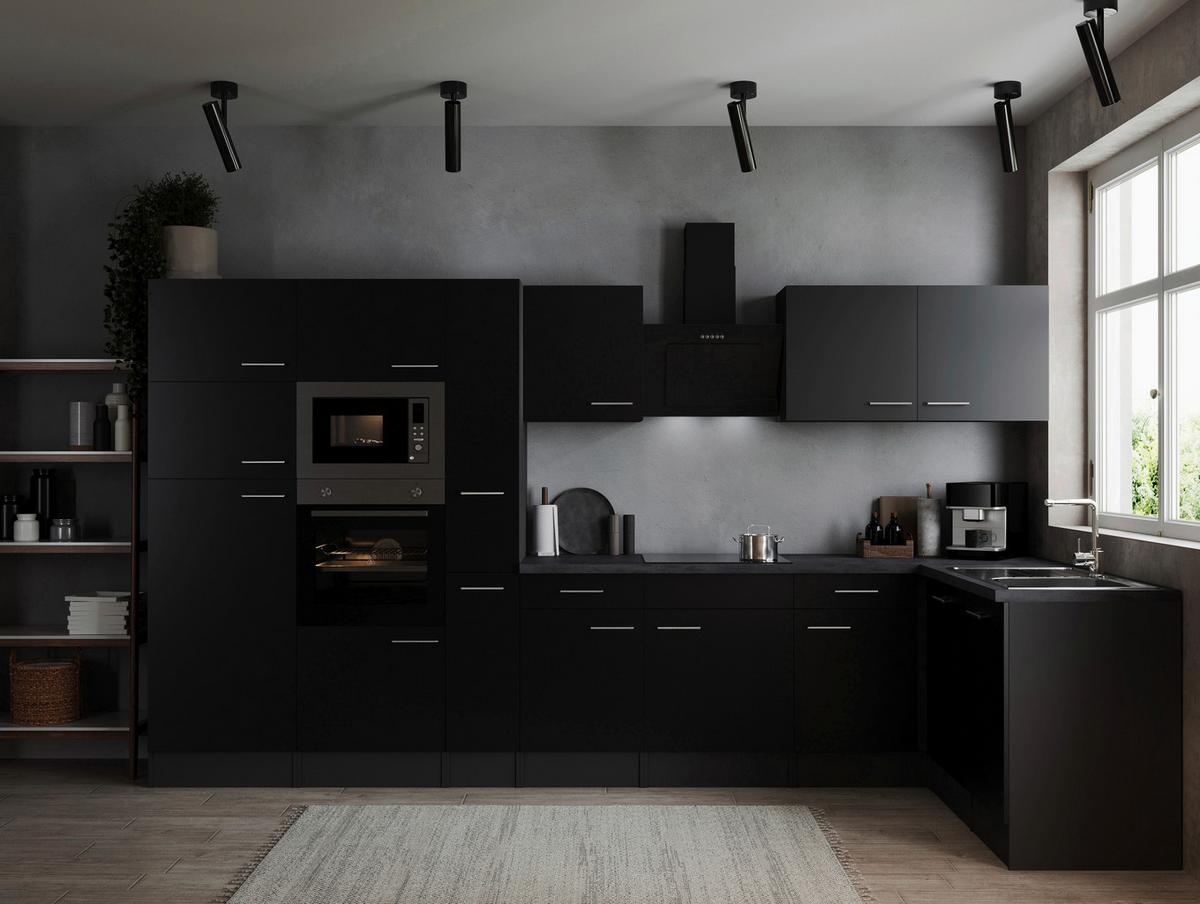 Eckküche Oliver Grau, Schwarz S: 370x172 Cm - Schwarz/Grau, Design, Holzwerkstoff (370/172cm) - Respekta