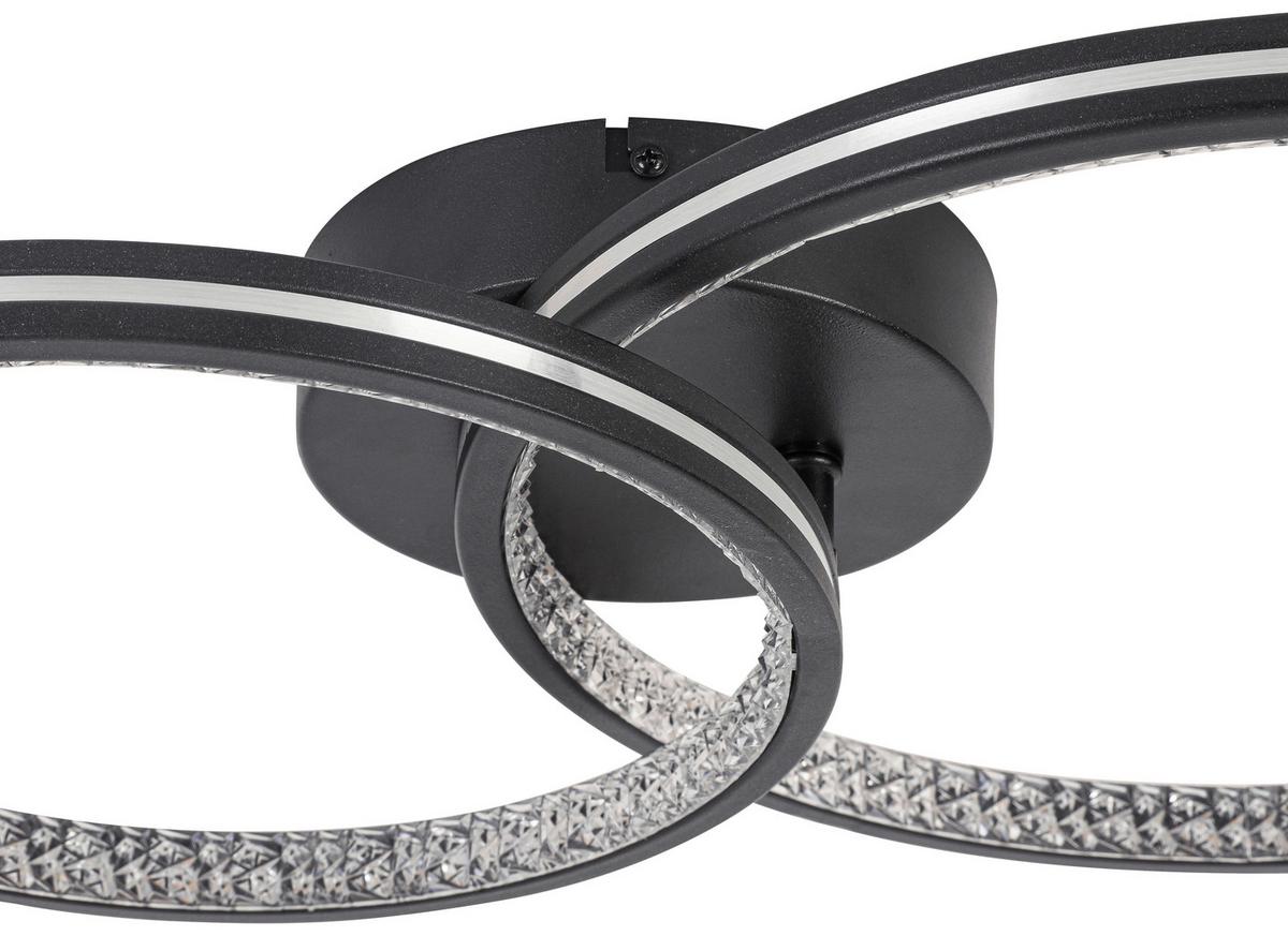 Led-deckenleuchte Anna - Chromfarben/Schwarz, MODERN, Kunststoff/Metall (55/35/8cm) - Luca Bessoni