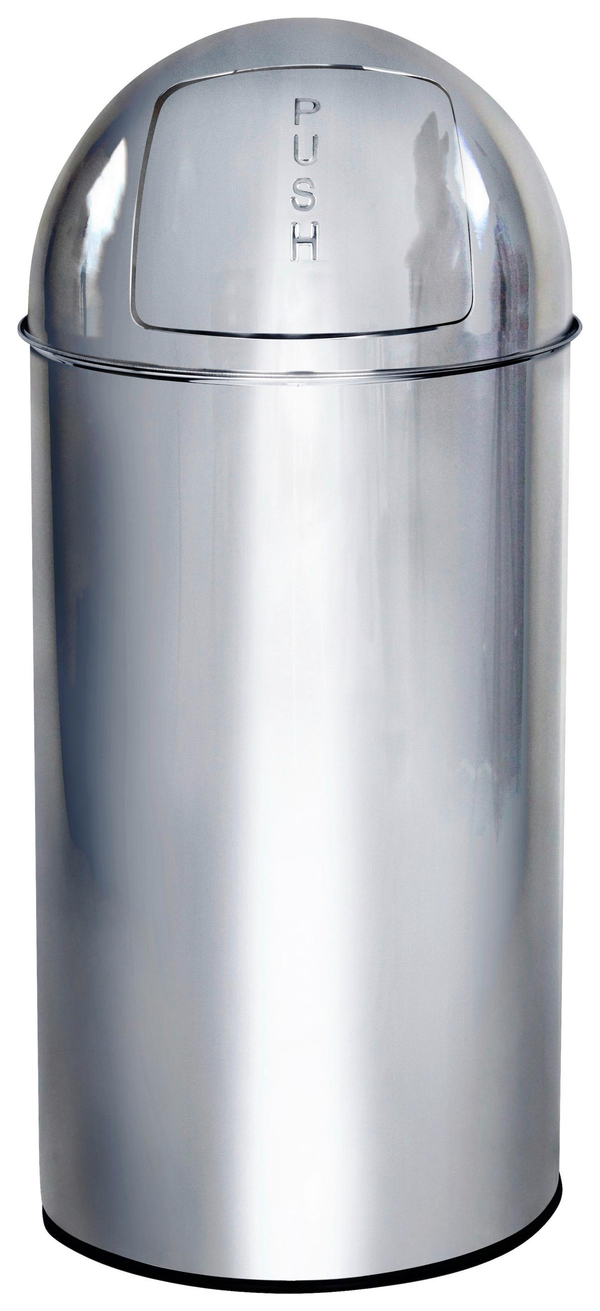 Abfallsammler Push - Chromfarben/Schwarz, Basics, Kunststoff/Metall (30/66/30cm) - MID.YOU