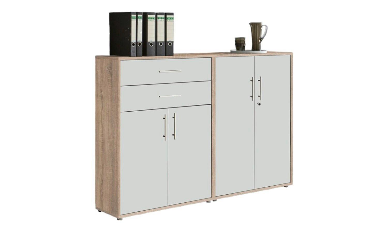 Office Edition B: 168,8 cm Eichefarben/Weiß - Eichefarben/Weiß, MODERN, Holzwerkstoff (168,8/113,6/33cm) - MID.YOU