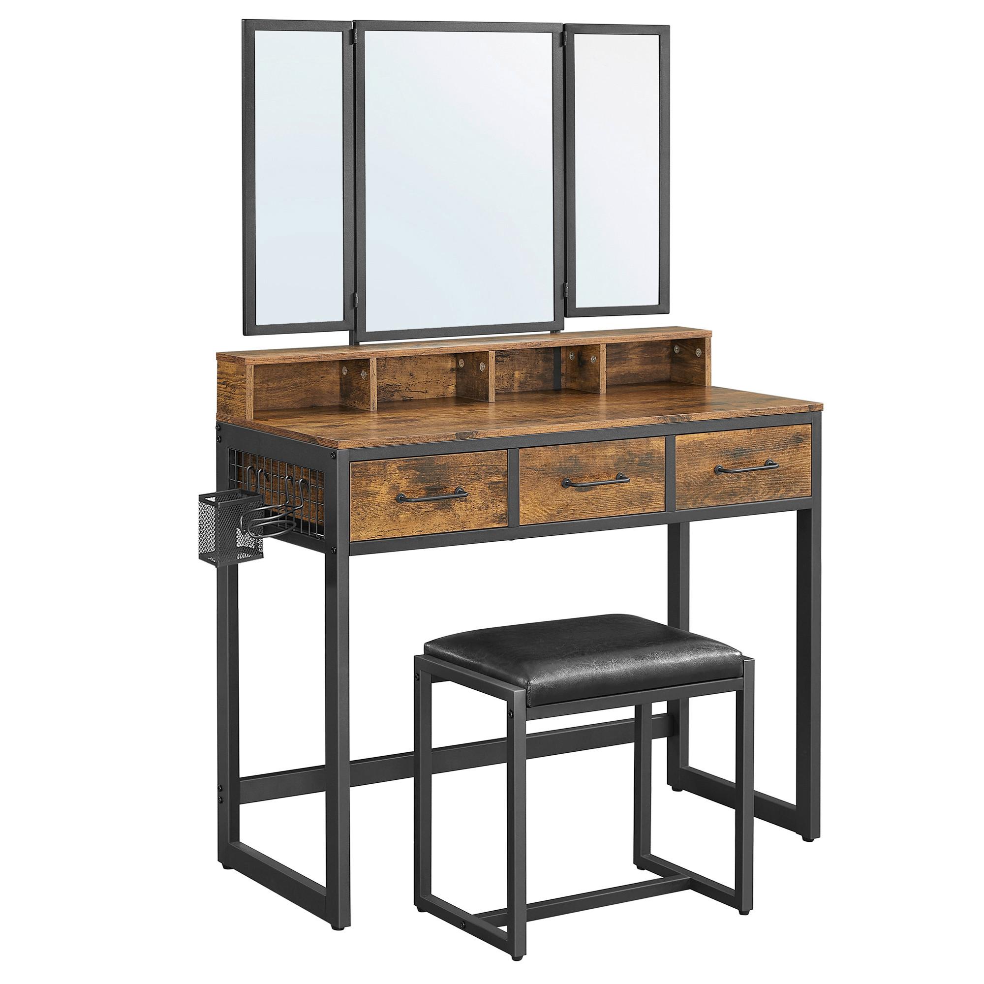 Schminktisch B: 40 Cm Braun/schwarz - Schwarz/Braun, Trend, Glas/Holzwerkstoff (90/40/141cm) - Boxxx