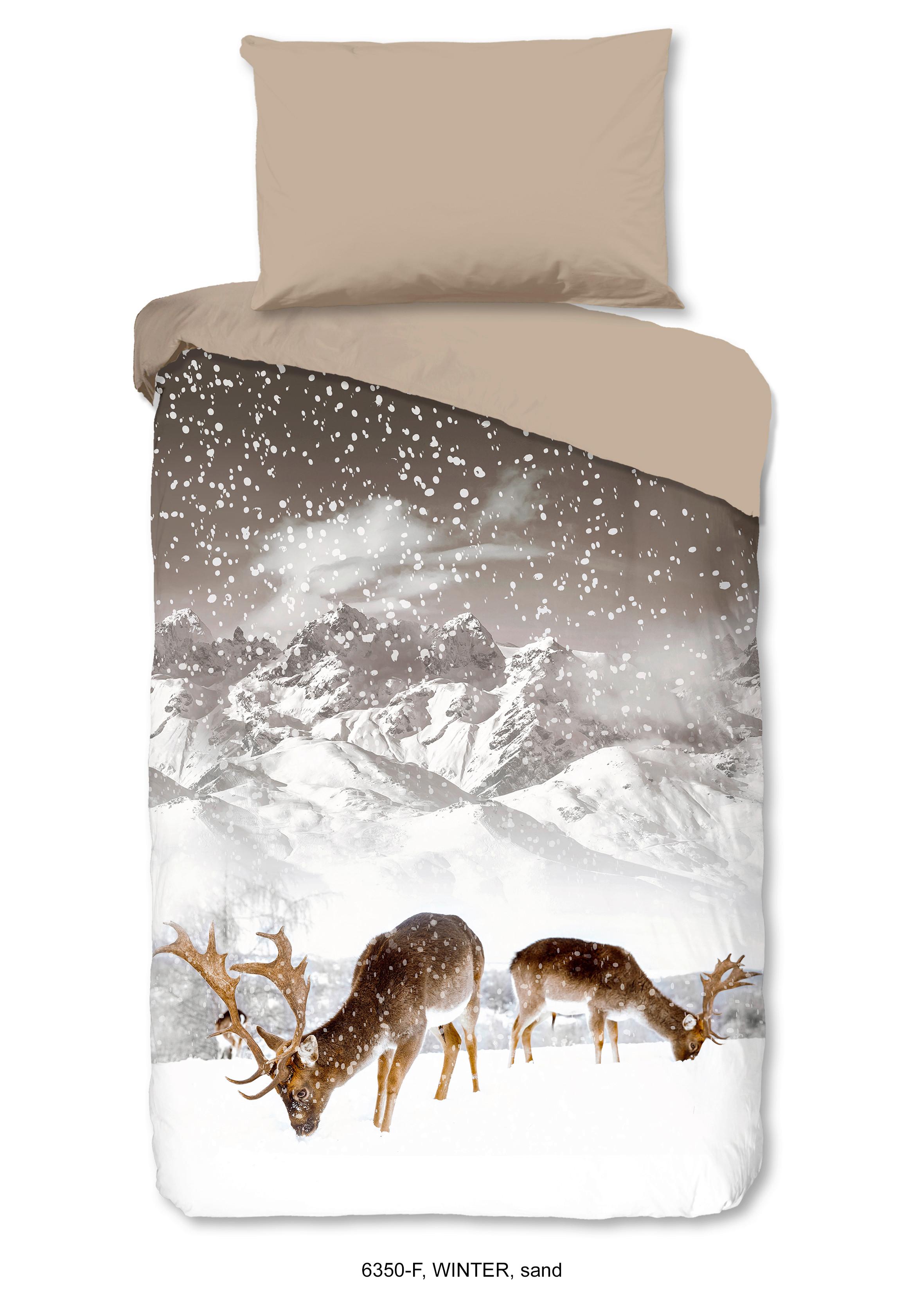 Bettwäsche Winter 140x200 Cm Braun Weiß Sandfarben - Sandfarben/Braun, Trend, Textil (140/200cm)