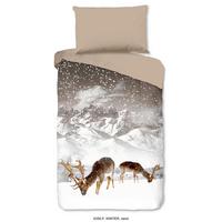 Bettwäsche Winter 140x200 cm Braun Weiß Sandfarben - Sandfarben/Braun, Trend, Textil (140/200cm)