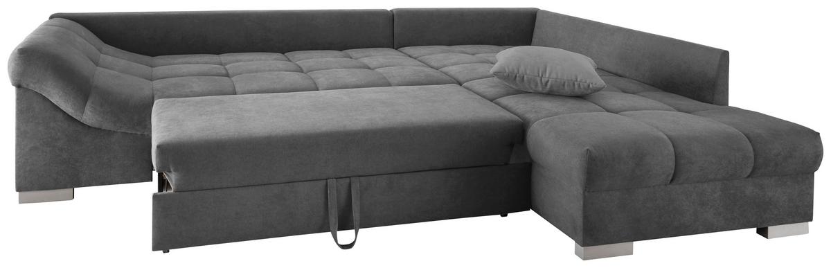 Eckschlafsofa Alvito Dunkelgrau S: 298/202 cm - Dunkelgrau/Silberfarben, Design, Textil (298/202cm) - MID.YOU