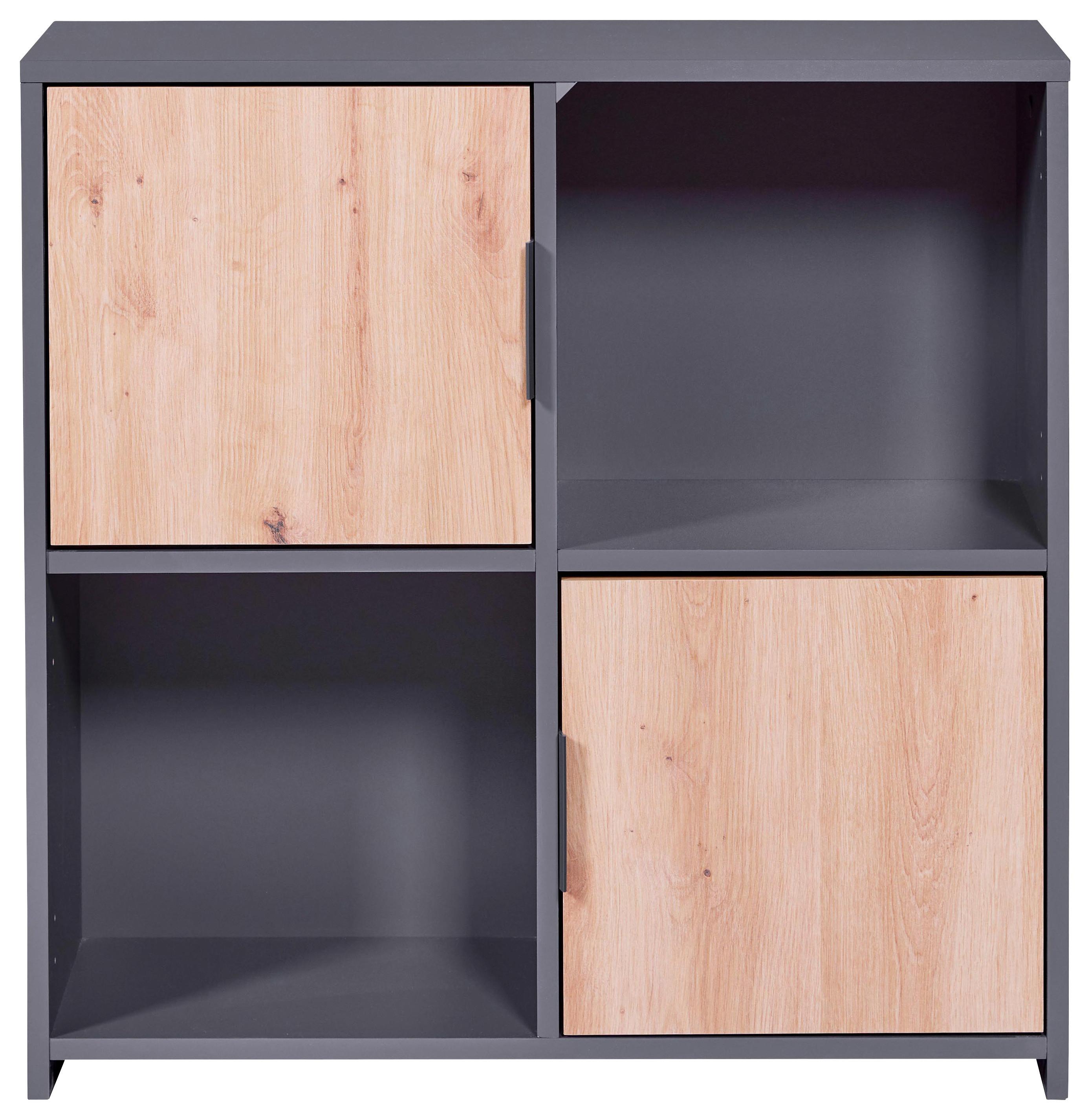 Regal Pepeto 2t - Anthrazit/Schwarz, Design, Holzwerkstoff (77/77/30cm) - Livetastic