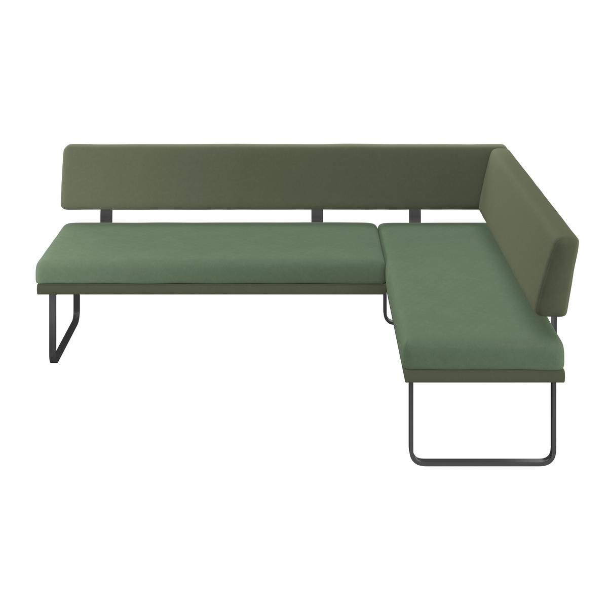 Eckbank Kian Webstoff Grün, S: 233x164cm - Schwarz/Grün, Trend, Textil/Metall (233/164cm)