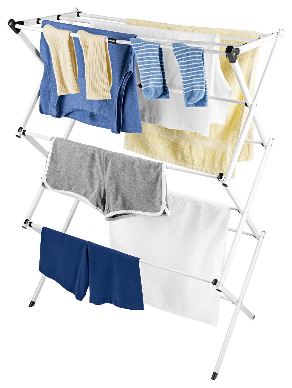 Wäscheständer Easymaxx Weiß, LxBxH: 75x37x104 cm - Weiß, Basics, Kunststoff/Metall (75/37/104cm)