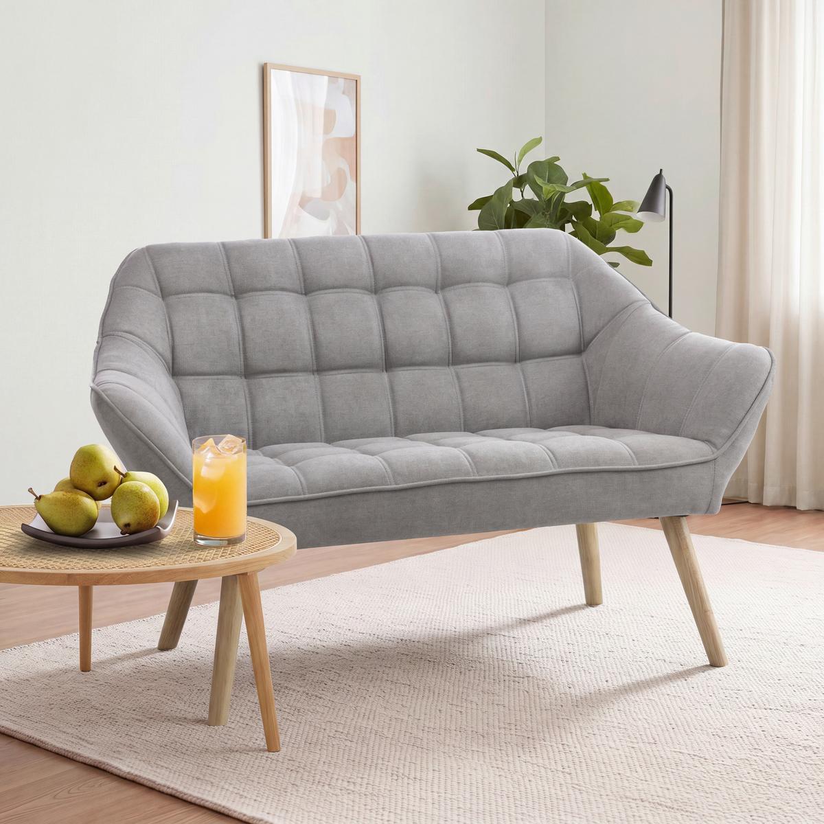Dvoumístná pohovka MONIQUE, šedý velur - šedá, Moderní, dřevo/textil (127/76/74,5cm) - Modern Living
