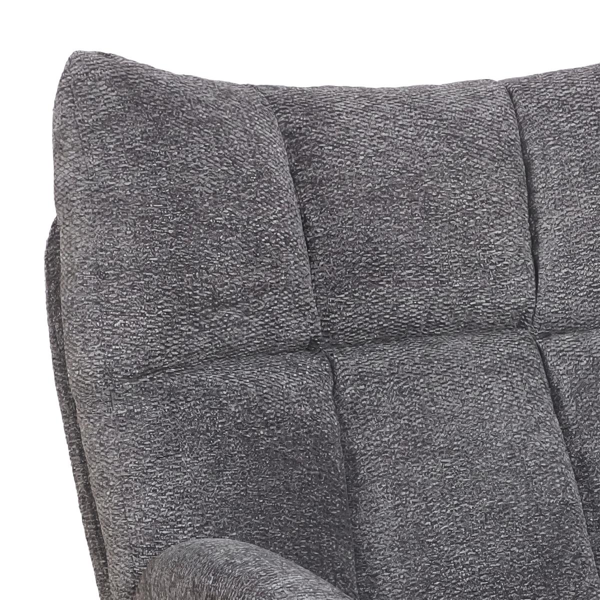 Relaxační křeslo HOUSTON, tm.šedá žinylka, s taburetem - černá/tmavě šedá, Moderní, kov/textil (76/101/87cm)