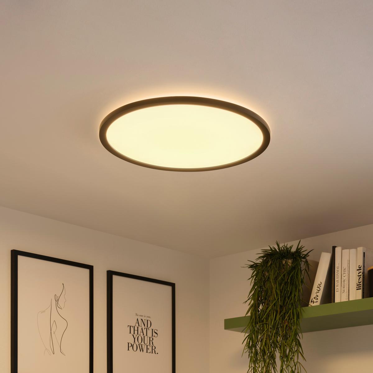KOUPELNOVÉ STROPNÍ SVÍTIDLO Ulol,P/V: ca. 42/2,5 cm,IP44 - bílá/černá, Konvenční, plast (42/2,5cm) - Mömax