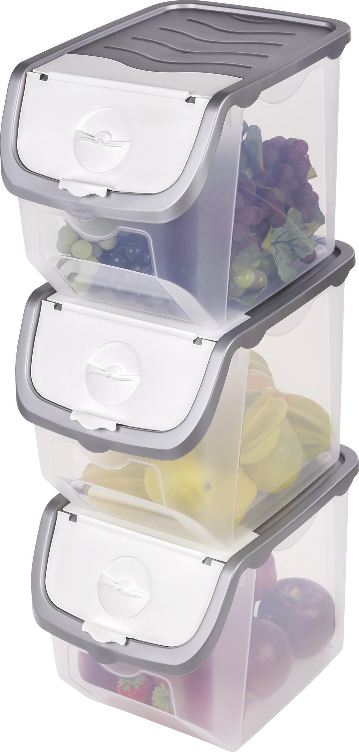 Aufbewahrungsbox Jan 23,5x23,5x32,5 Cm - Klar/Grau, Kunststoff (23,5/23,5/32,5cm) - Homezone