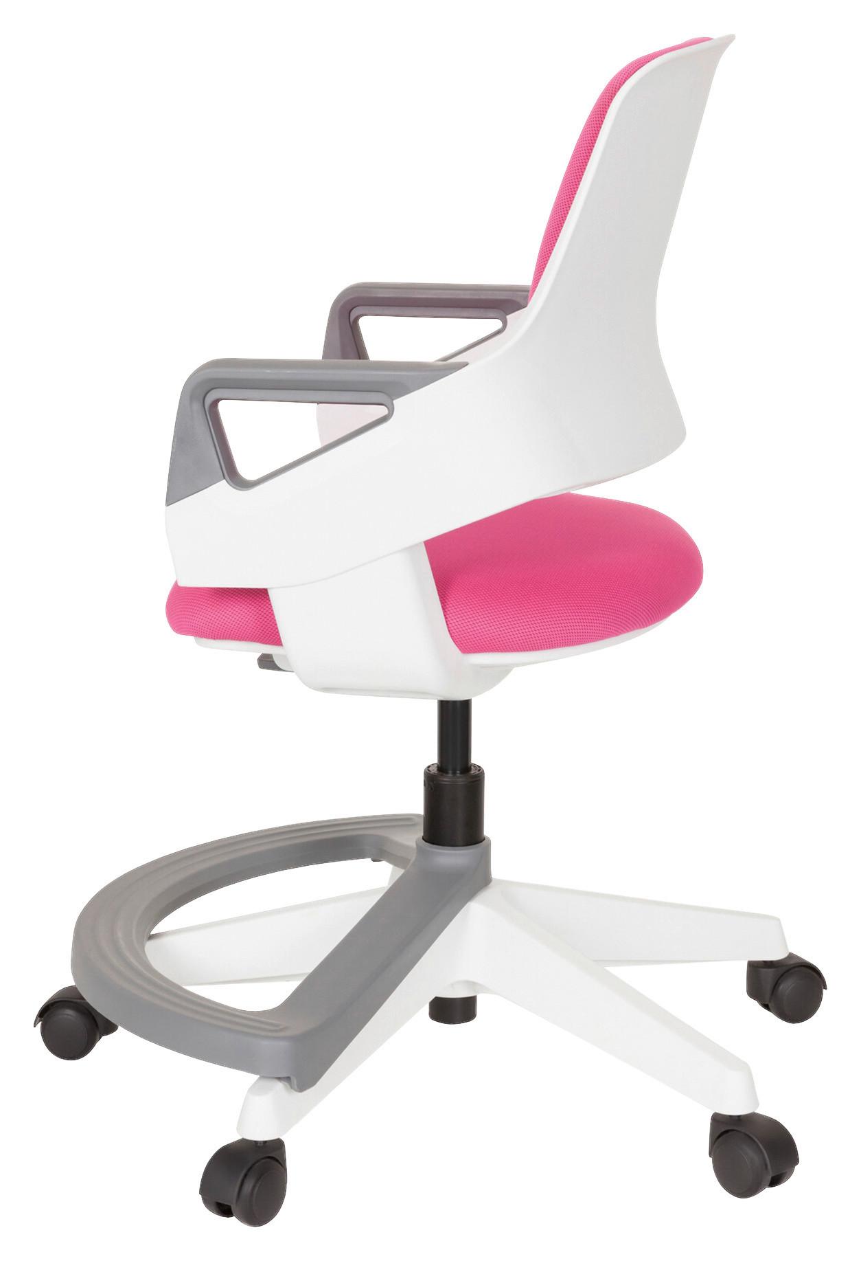 Jugenddrehstuhl Kid Flex Mit Armstützen Pink Bis 70 Kg - Pink/Weiß, Basics, Kunststoff (53/80-93/60cm) - MID.YOU