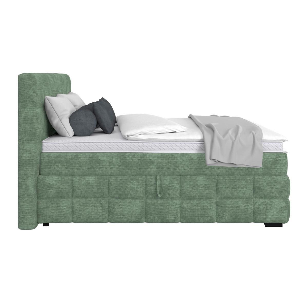 Čalúnená posteľ VEGA 160x200 cm, mätovozelená - čierna/zelená, Trend, drevo/textil (160/200cm)