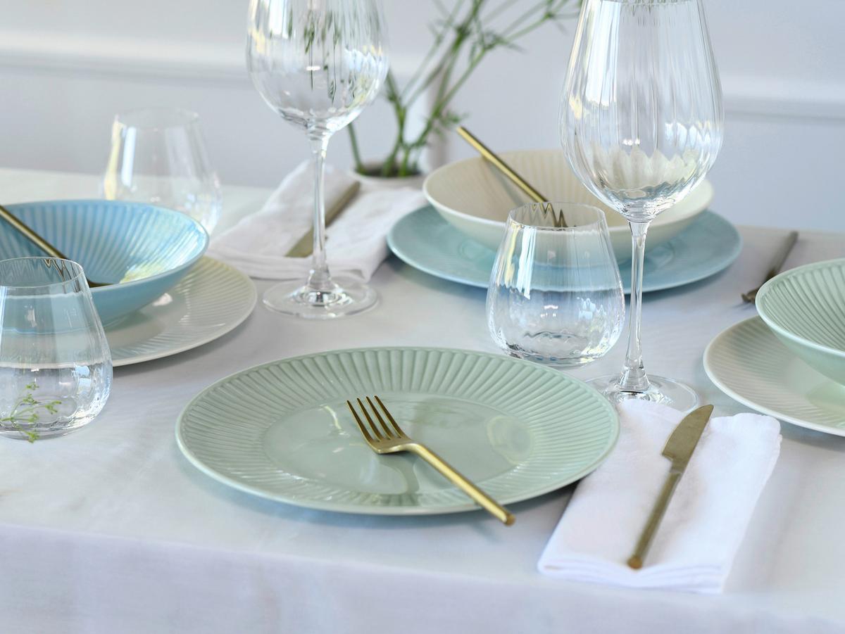 Kombiservice Valencia Creme Grün Blau - Pastellblau/Pastellgrün, Basics, Keramik - Creatable