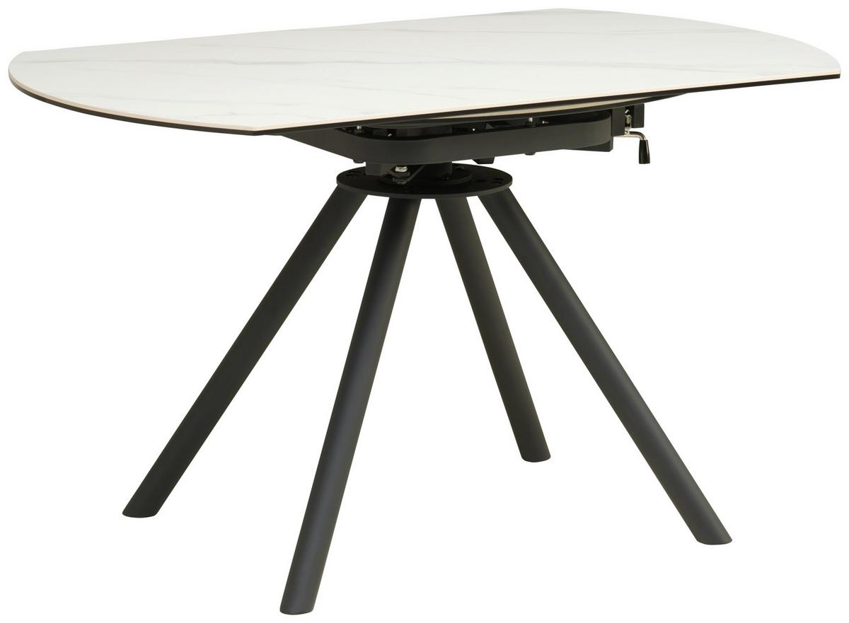 Esstisch Dalia - Schwarz/Weiß, LIFESTYLE, Glas/Keramik (80-130/75-77/130cm) - MID.YOU