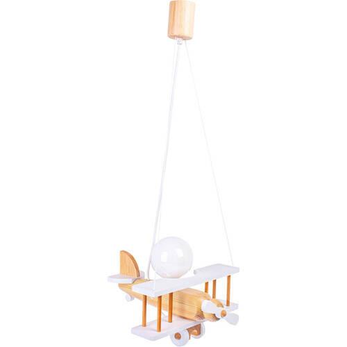 Kindehängeleuchte Flugzeug H: 75 cm 1-Flammig - Weiß/Naturfarben, Basics, Holz (29/31/75cm)
