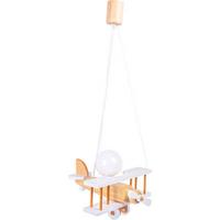 Kindehängeleuchte Flugzeug H: 75 cm 1-Flammig - Weiß/Naturfarben, Basics, Holz (29/31/75cm)