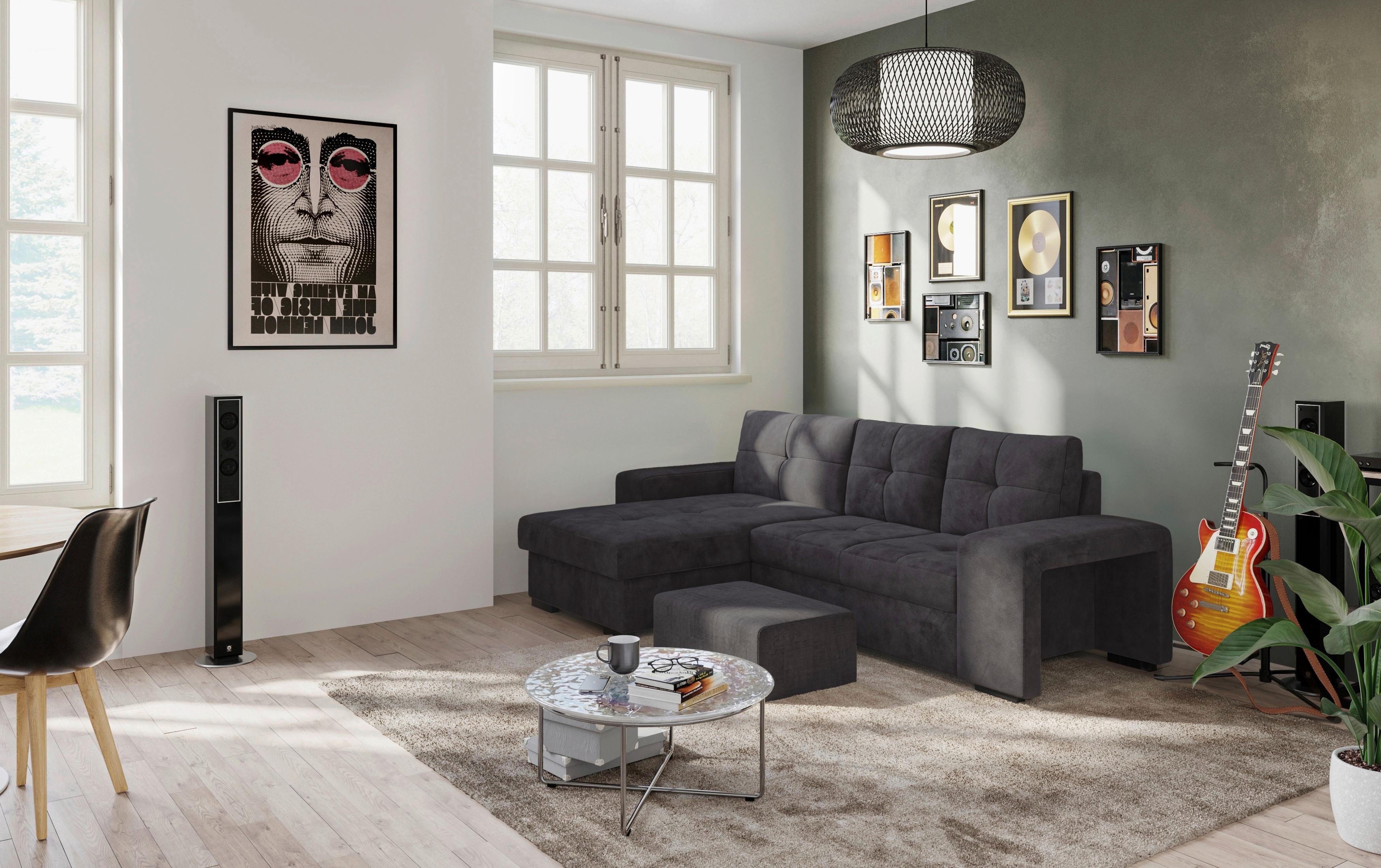 Eckschlafsofa Mattina Schwarz S: 156x268 Cm - Schwarz, MODERN, Textil (156/268cm) - MID.YOU