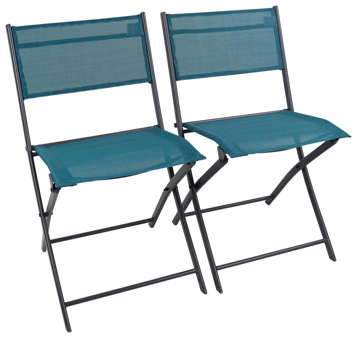 Gartenstuhl-Set Sumila 2-Er Türkis B: 45 cm - Türkis/Schwarz, MODERN, Textil/Metall (45/79/46cm) - Ambia Garden