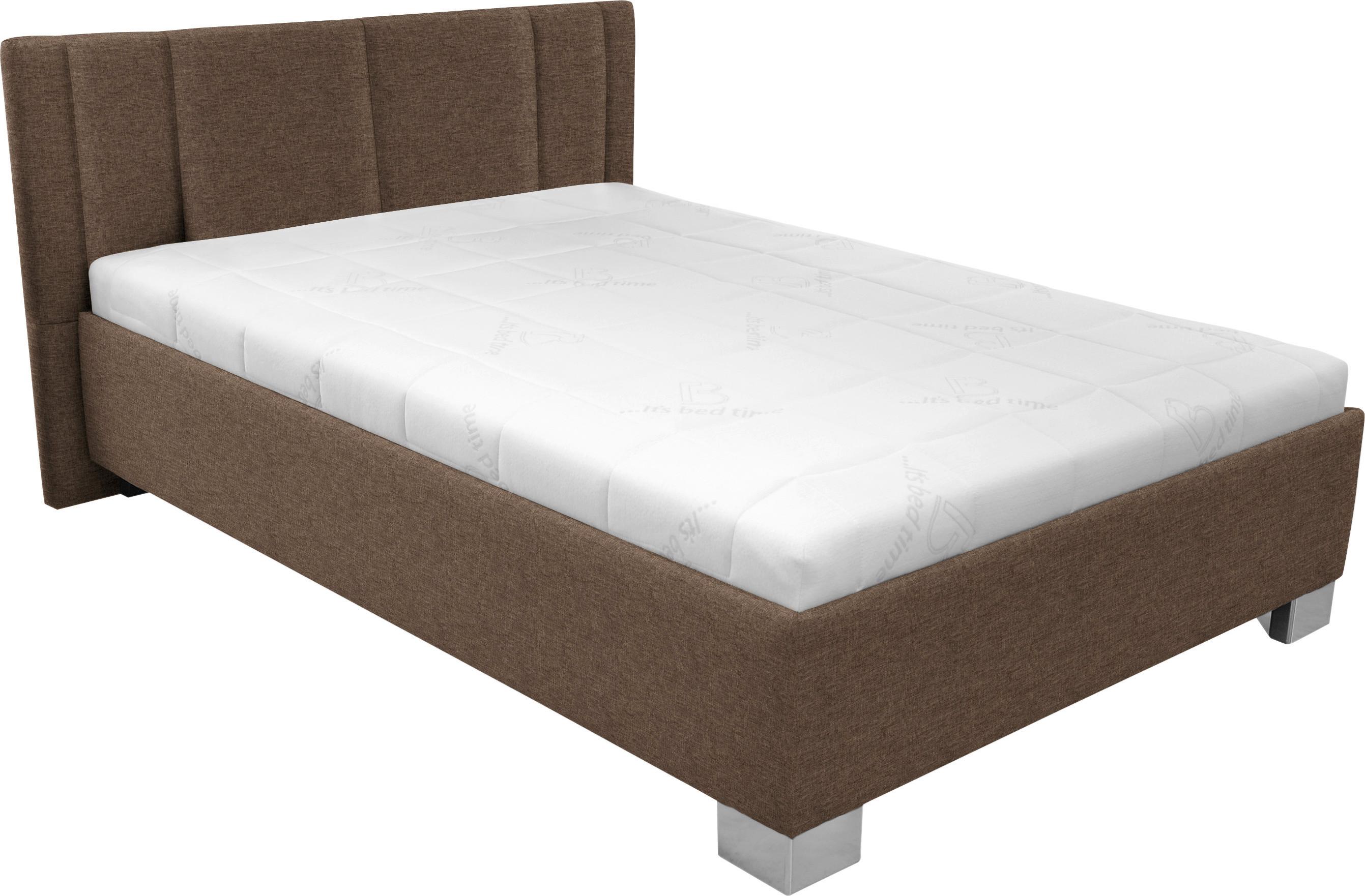 Polsterbett Mit Matratze 140x200 Stilo Braun - Chromfarben/Braun, Holz/Textil (140/200cm)