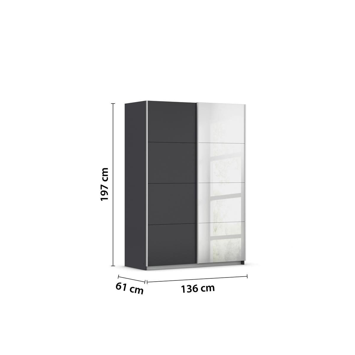Schwebetürenschrank Subito - Silberfarben/Graphitfarben, MODERN, Holzwerkstoff (136/197/61cm) - Rauch Möbel