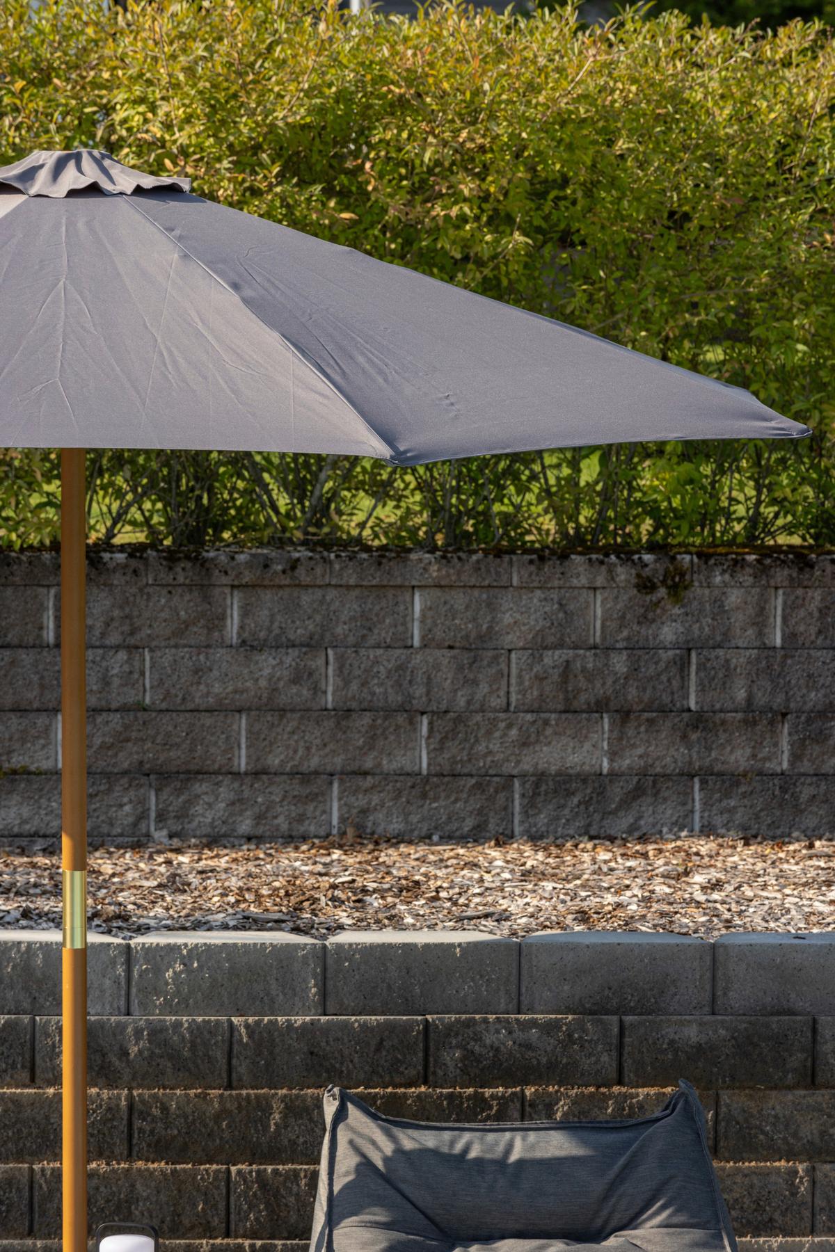 Sonnenschirm Ixos DM: 300cm H: 244cm Grau - Grau, KONVENTIONELL, Holz/Textil (300/244cm) - Gardenson