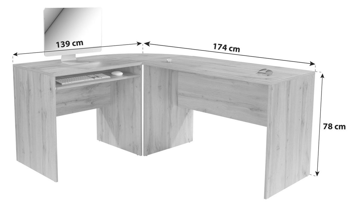 Sarokíróasztal 4-You *top Ár* - tölgyfa, Modern, faalapú anyag (174/78/139cm) - Best Price