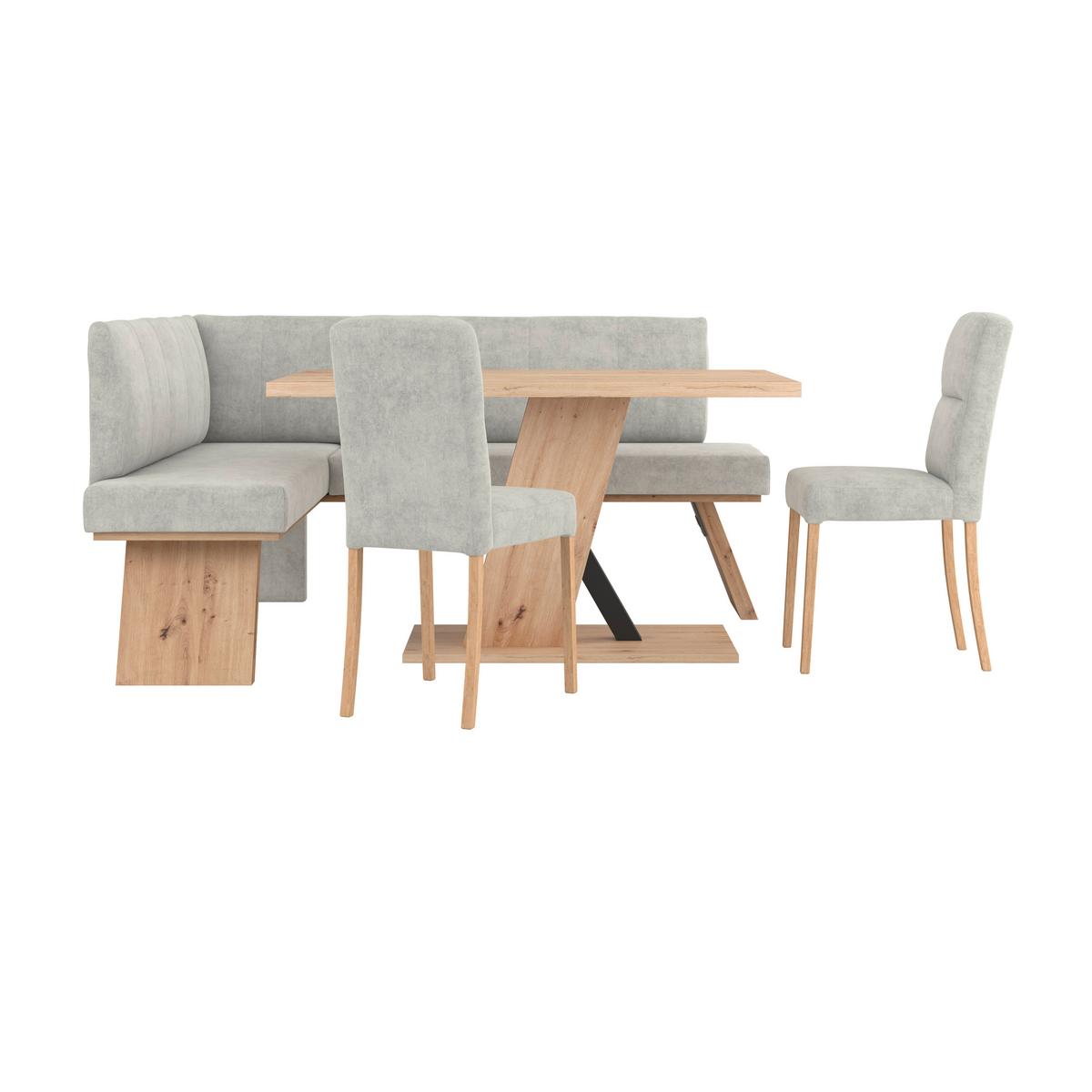 Eckbank Emma Ii Webstoff Hellgrau, B: 140 Cm - Eichefarben/Hellgrau, KONVENTIONELL, Holzwerkstoff/Textil (140/160cm)