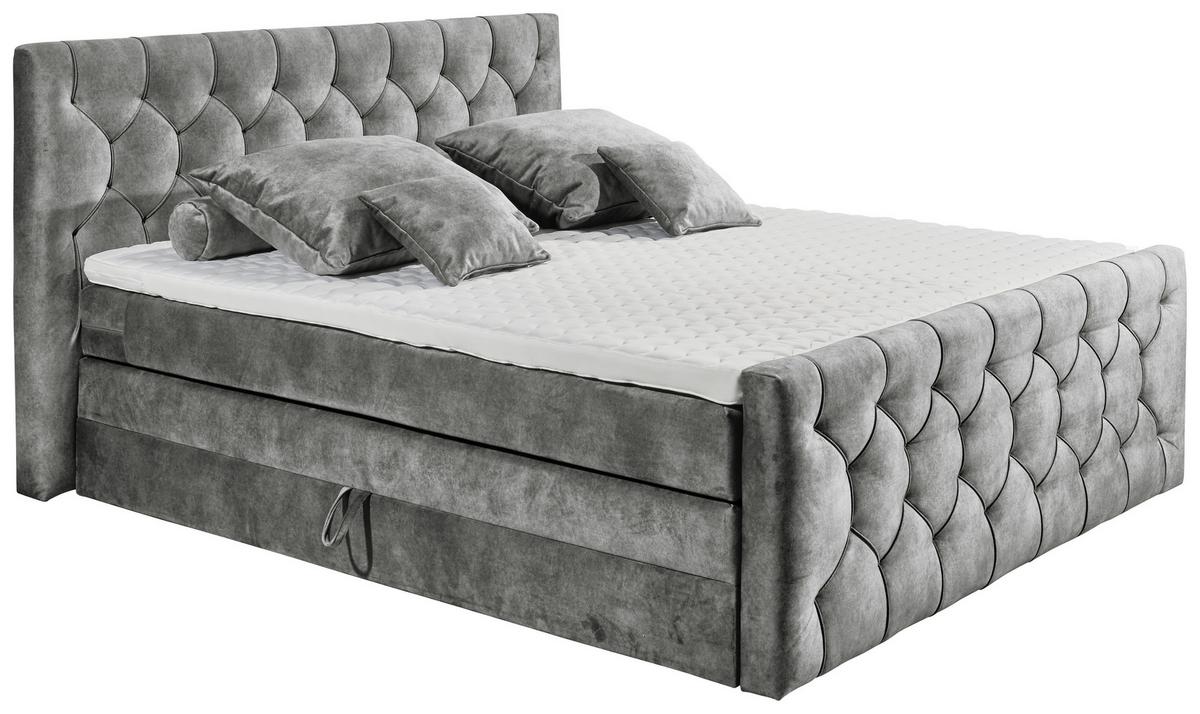 Boxspringbett mit Topper 180x200 cm Cashfield - Grau, MODERN, Holzwerkstoff/Textil (180/200cm) - MID.YOU