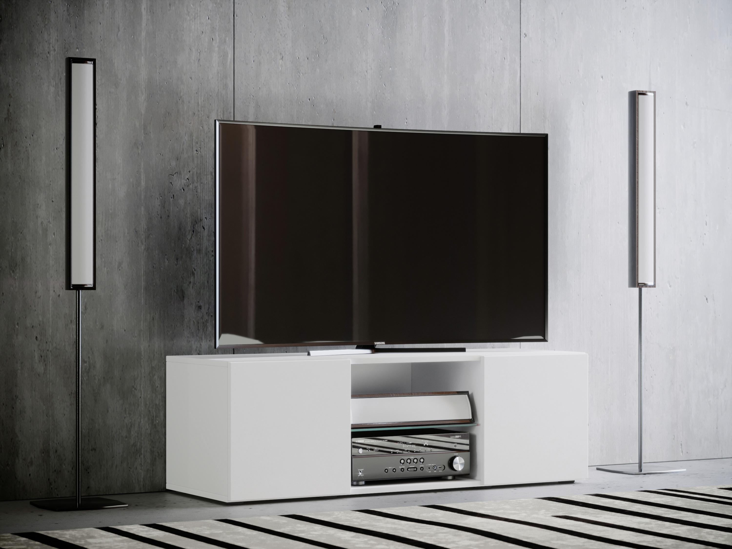 TV - skrinka Lowina š: 115 cm biela - čierna/biela, Konventionell, kompozitné drevo/plast (115/40/36cm) - MID.YOU