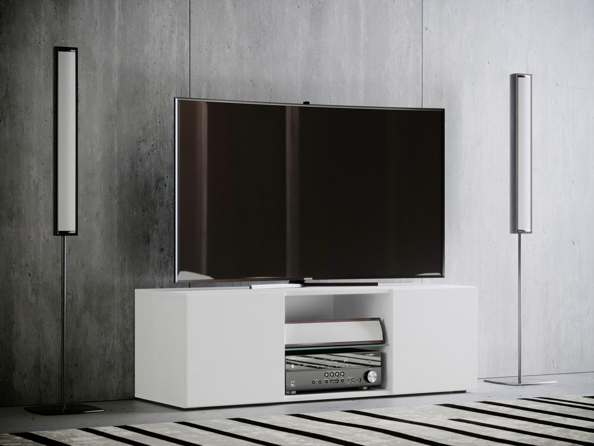 TV - skrinka Lowina š: 115 cm biela - čierna/biela, Konventionell, kompozitné drevo/plast (115/40/36cm) - MID.YOU