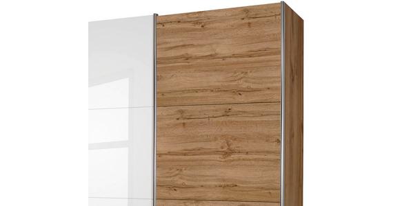 Schwebetürenschrank 271cm Bensheim, Weiß/ Eiche Dekor - Eichefarben/Weiß, MODERN, Holzwerkstoff (271/230/62cm) - James Wood