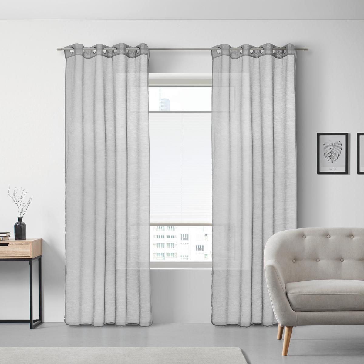 ZÁVĚS S OČKY DOLLY, 140/245 cm - šedá/antracitová, textil (140/245cm) - Modern Living