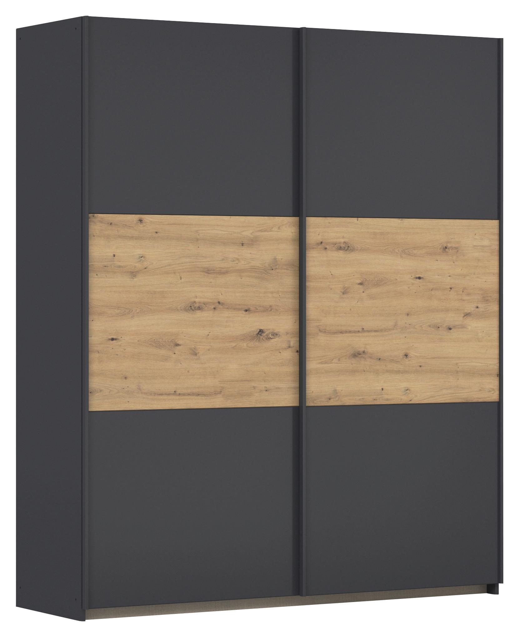Schwebetürenschrank Neo Grau Eiche Artisan Dekor - Eiche Artisan/Grau, MODERN, Holzwerkstoff (175/210/59cm) - Rauch Möbel