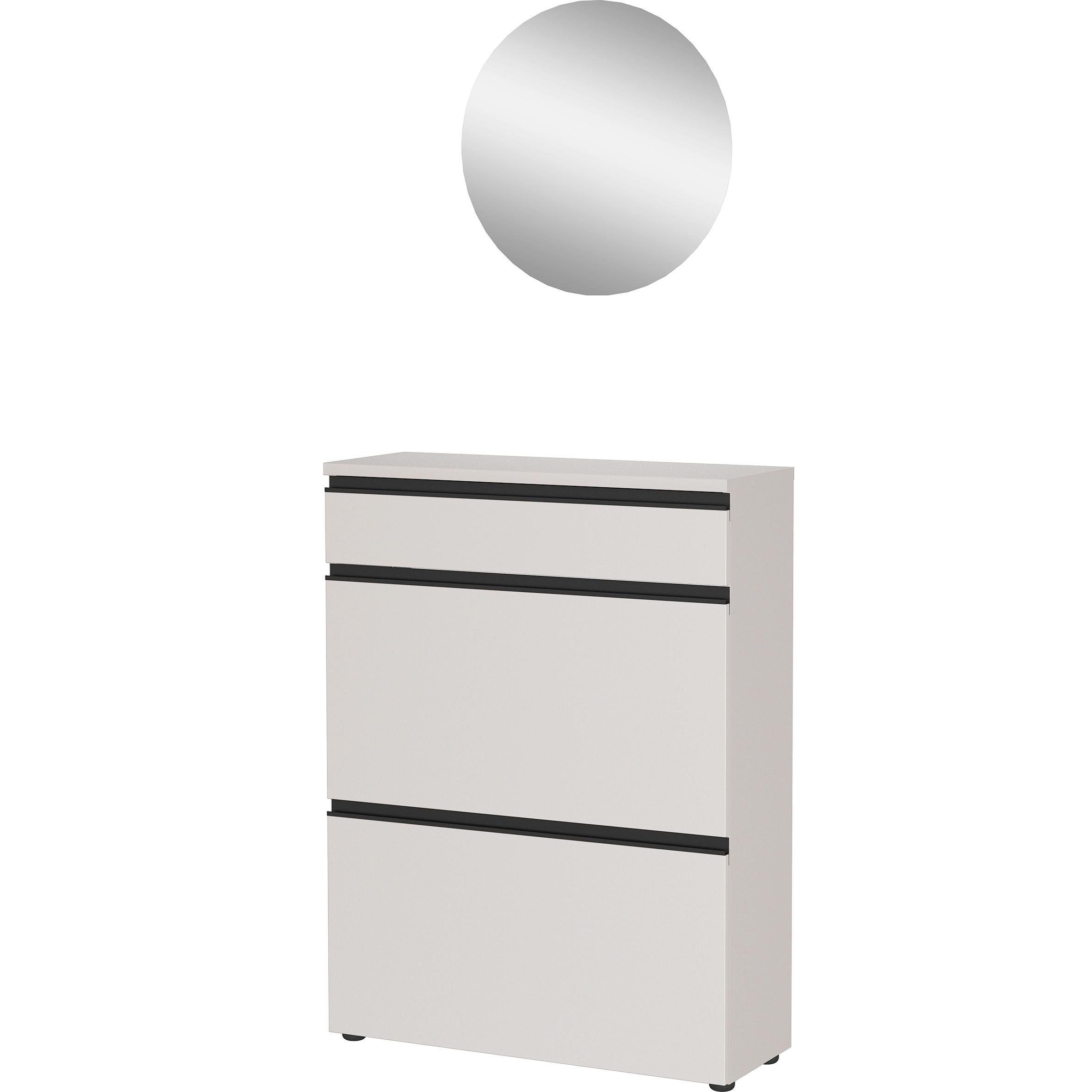 Garderobe Gw-Baldone 2-Teilig Beige B: 80 cm - Beige, Design, Glas/Holzwerkstoff (80/200/29cm) - MID.YOU