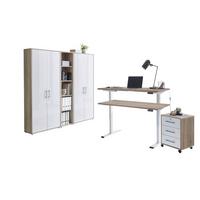 Büro Office Edition Weiß Hg/sonoma Eiche Dekor - Weiß Hochglanz/Sonoma Eiche, MODERN - MID.YOU
