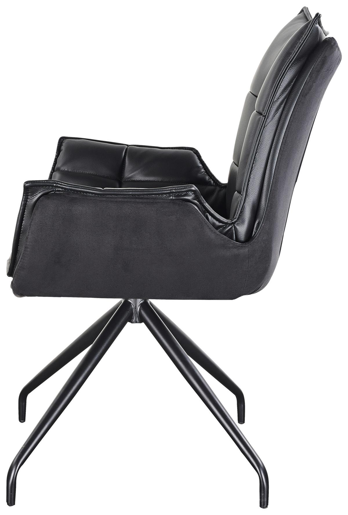 Armlehnstuhl Malin Giga Webstoff schwarz, B: 59cm - Schwarz, MODERN, Textil/Metall (61/92/66cm)